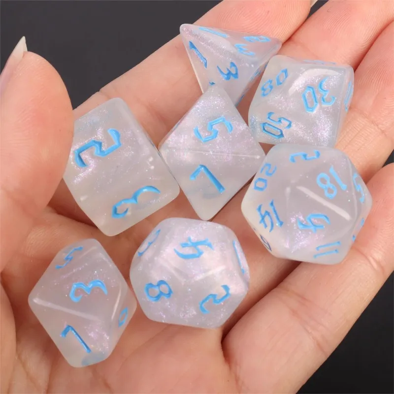 Transparent Polyhedral Dice 7pcs/lot Multi-sided Dice Set for Tabletop Game Roll Playing Table Game DND RPG Accessories