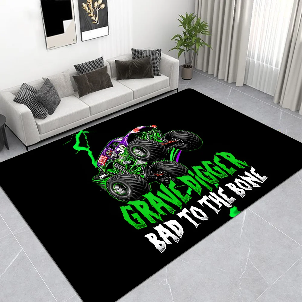 thumbnail image 1 of Alfombra antideslizante con diseño de dibujos animados de Monster Jam para pasillo, lavandería, decoración de balcón, sala de estar infantil, mesita de noche, 1 of 5
