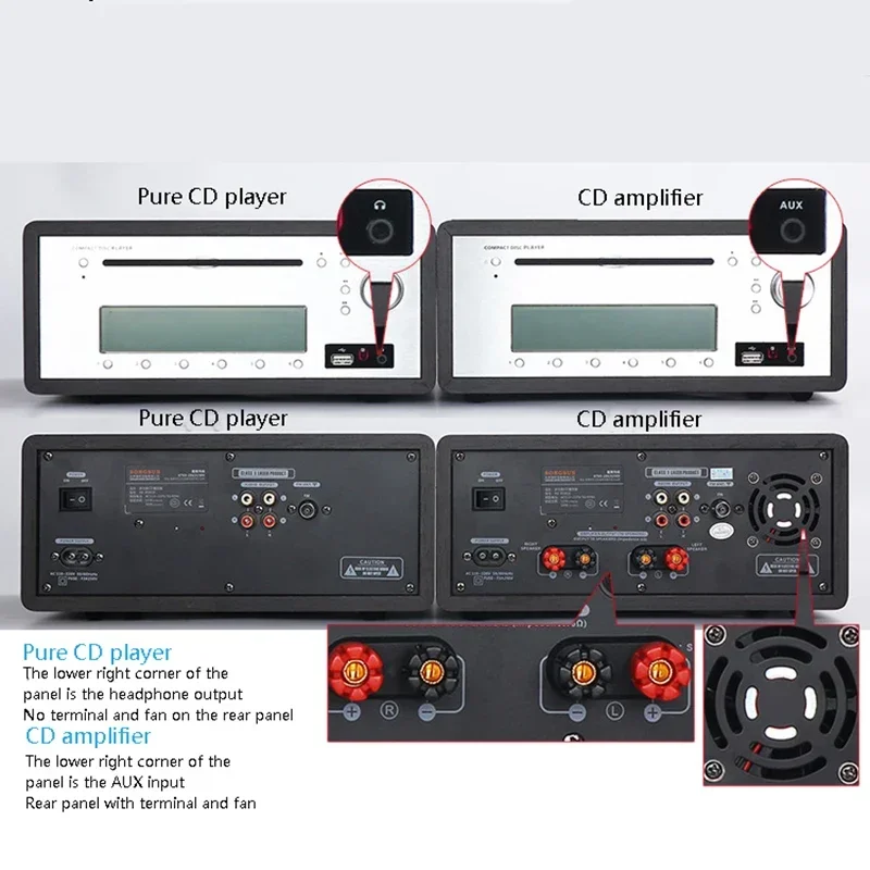 Portable CD Player Flagship Inhalation CD Player Bluetooth 5.0HIFI Lossless Headphone Amplifier Multi-function Professional CD Player FM Radio