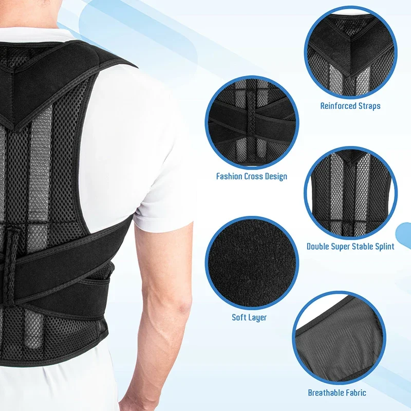 Adjustable Adult Corset Posture Corrector Belt for Women Men, Back Support Brace with Lumbar Pad, Comfortable Posture Support