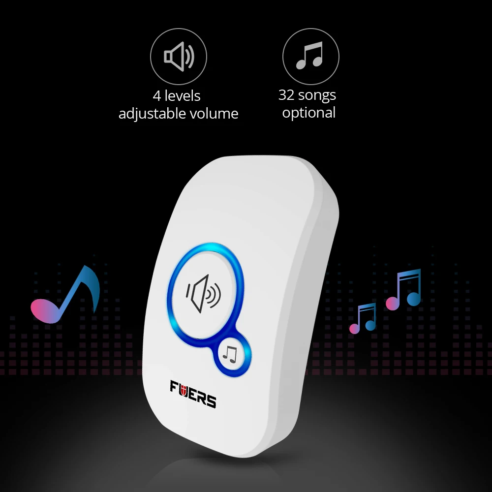 M557 Wireless Doorbell Waterproof 32 Ringtones Smart Chime Door Bell Door Ringer with Waterproof Button Easy Installation