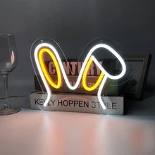  Rabbit Bunny Ears Cute Kawaii Room Decor Neon Sign Led Light Home Bedroom Party Room Wall Decor Art Sign Light Background 