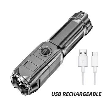 Portable Strong Light Flashlight Rechargeable USB 18650 Waterproof Zoom Fishing Hunting Camping 1 Lumens LED Tactical Flashlight