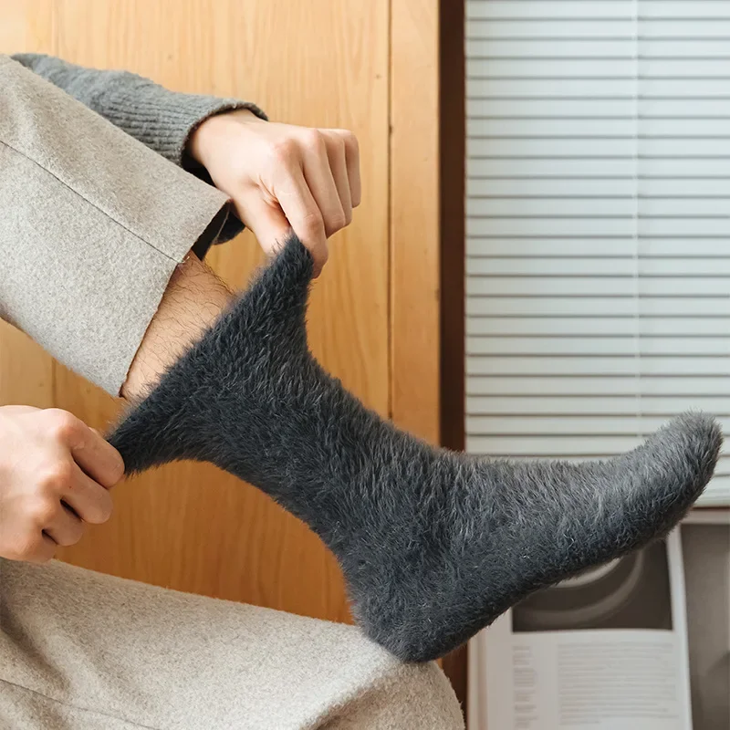 Mink Long Woolen Socks Women's Autumn Winter Sleep Socks Warm Thickened Mid-Calf Fleece-Lined Floor Socks For Men And Women