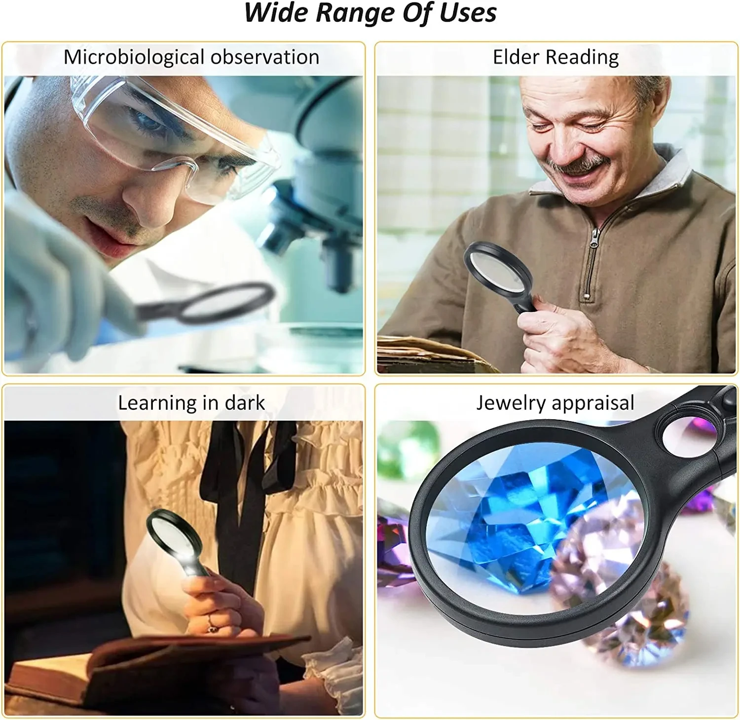 Jewelry magnifier jewelry magnifying glass magnifying glass reading magnifier 45X 3X Professional Magnifying Glass Jewelry Loupe With LED Light Handheld Magnifier Lupa For Coins Stamps Kids Seniors Reading