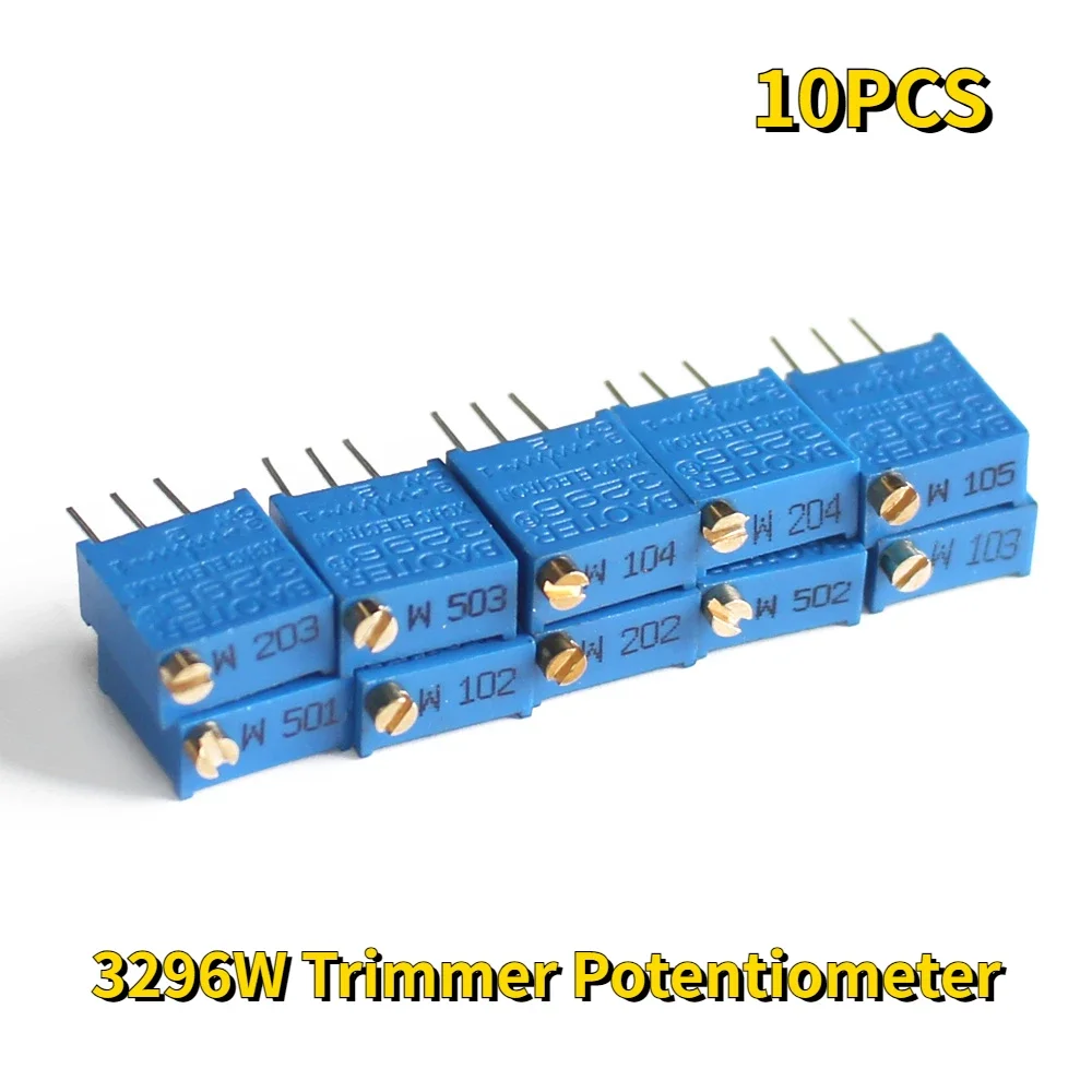 Adjustable Resistor Multiturn Potentiometer Linear Potentiometer Rotary Potentiometer Potentiometer Kit Trimmer Potentiometer 20PCS 3296W Trimpot Trimmer Potentiometer 100R 500R 1K 2K 5K 10K 20K 50K 100K 500K 1M Precision Adjustable Resistance Multi-turn