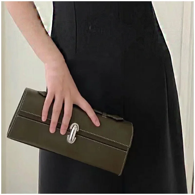 Savette Brand Genuine Leather Tote Women's Simple Handbag Small Square Bag Baguette Bags High Quality Savette Symmetry Slim Bag 4