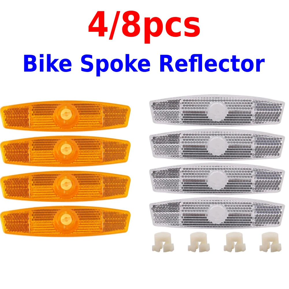 1/4/8pcs Bike Spoke Reflector Mountain Bike Fish-shaped Steel Rim Reflective Clip Safety Bicycle Wheel Rim Light Cycling Parts bicycle parts,bike accessories