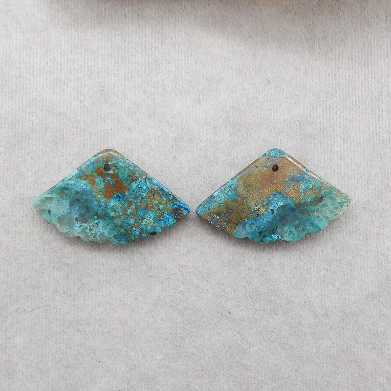 Hot Sale Natural Stone Chrysocolla Leaf Women Earrings Accessories Fashion Jewelry DIY Making Spring Summer 28x17x4mm 4.8g