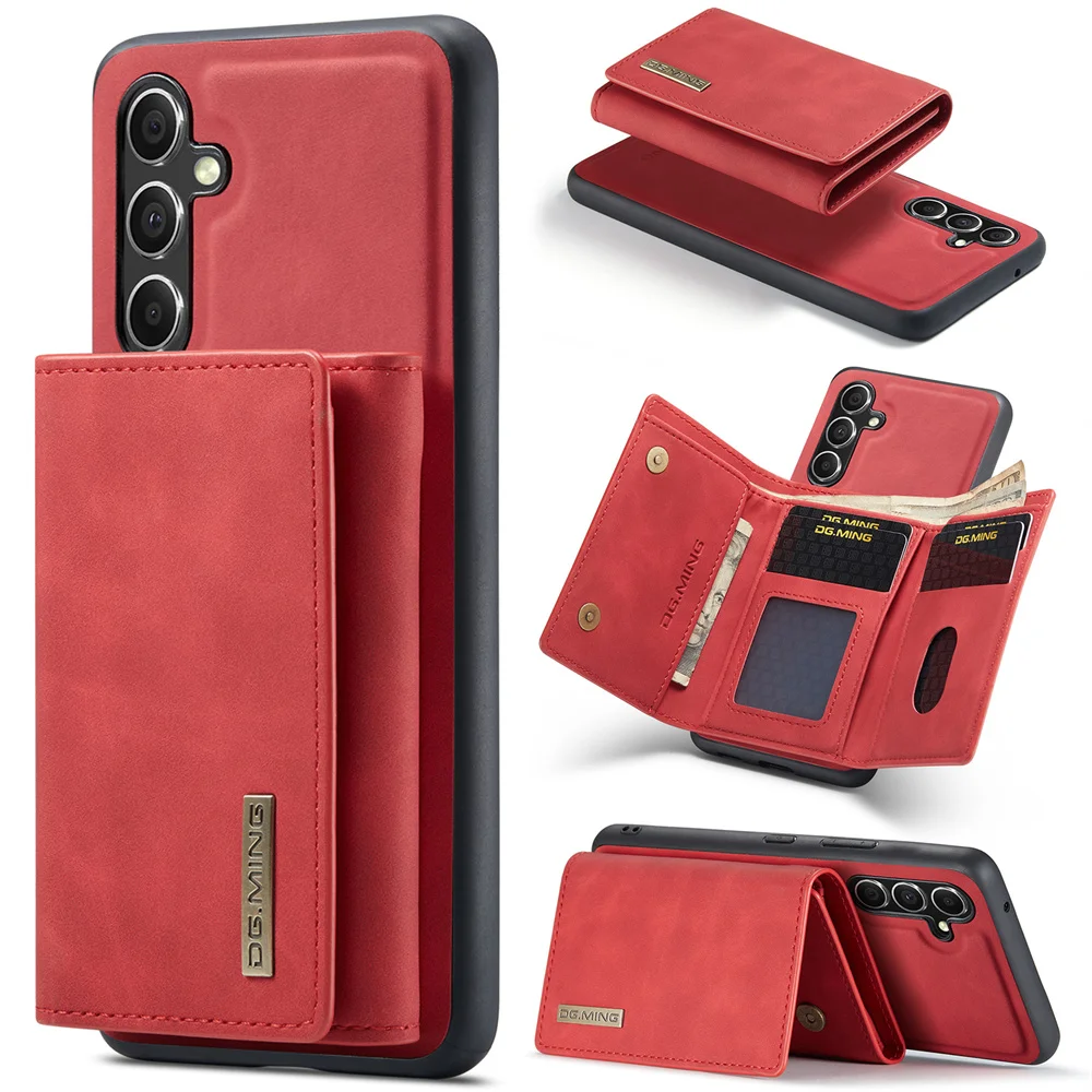 DG.MING M1 Detachable Card Bag Wallet Leather Case for Galaxy A12 A13 A14 A22 23 A24 A32 A33 A34 A42 A51 A52 A53 A54 A71 A72 A73