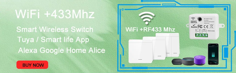 Interruptor Alexa Touch WiFi Tuya Smart Switch Without Neutral Single Fire Wireless RF 433Mhz Remote 1/2/3 Gang Smart Home remote light switch control