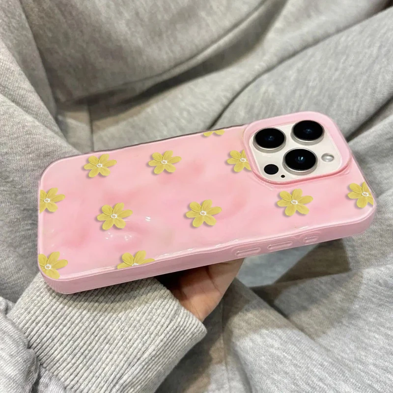 Chic Slim Yellow Flower Shockproof Silicone Soft Phone Case