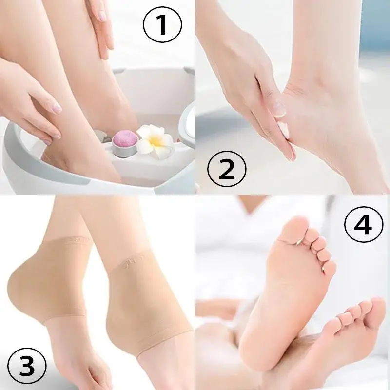2Pcs Heel Protective Foot Cover Heels Socks Silicone Anti-Crack Moisturizing Unisex Pain Relief Feet Care Sock