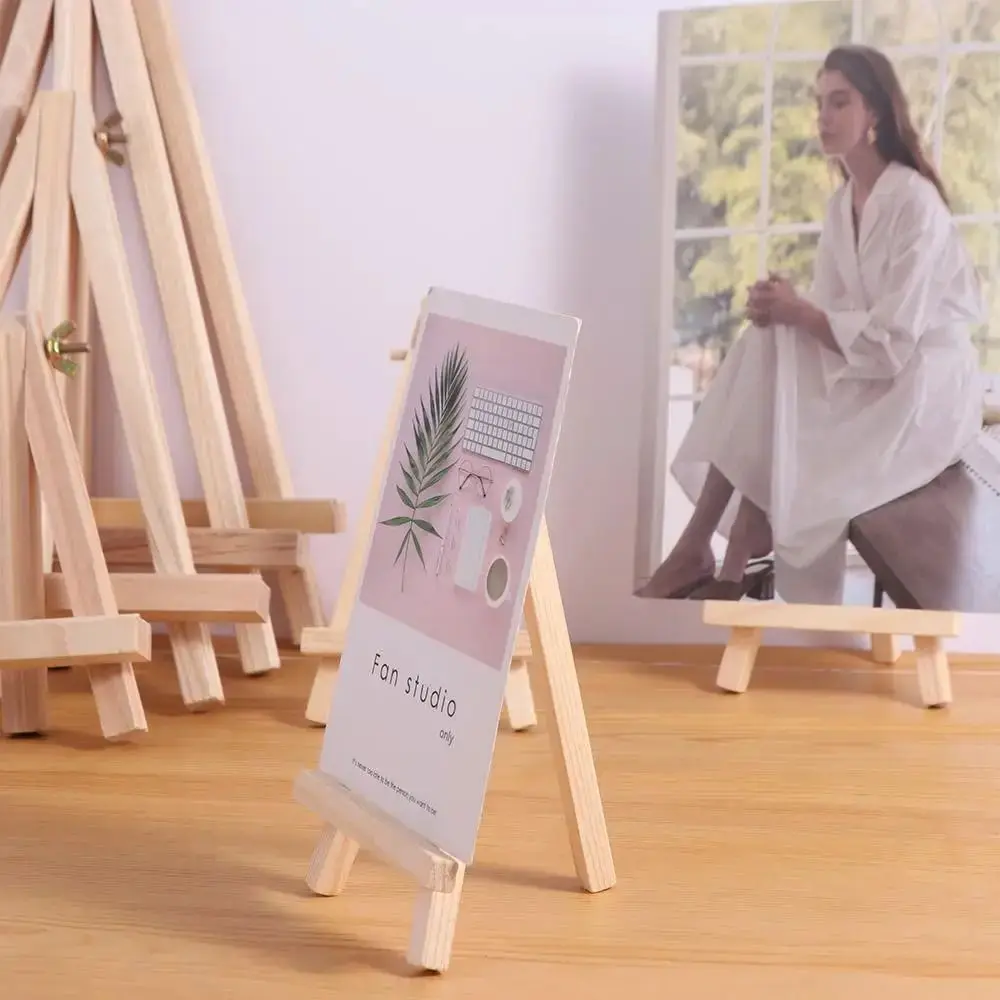Supporto da Tavolo in Legno Pieghevole di Piccole Dimensioni per Esposizione Pitture, Artigianato Fai-da-te, a Forma di Triangolo, Supporto per Telefono da Scrivania - immagine 3