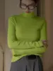 Women's High Neck Long Sleeve Wool Sweater, Slim Fit, Monochromatic, Casual, Autumn, Winter 6