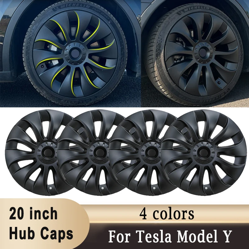 Für Tesla Model Y 4pcs 19 Zoll Radkappen Radschutz Nabenabdeckung  Felgenabdeckung Fahrzeug Auto Außenreifen Dekoration