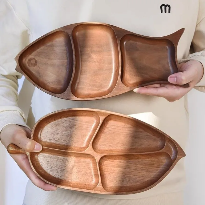 CreativeLeafShapedFishShapedFruitPlateHighQualitySolidWood