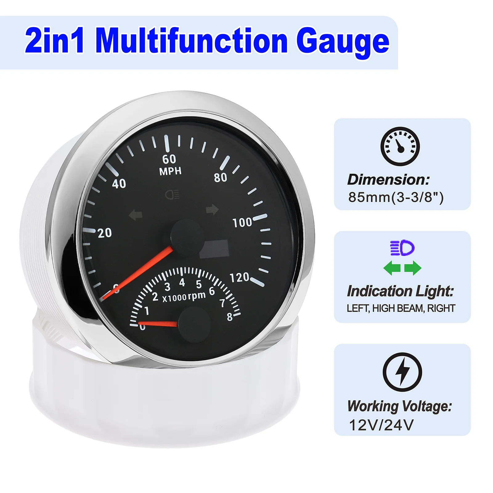 85mm GPS Speedometer With Tachometer 120KM/H 200KMH 120MPH For Car Truck Boat Sp