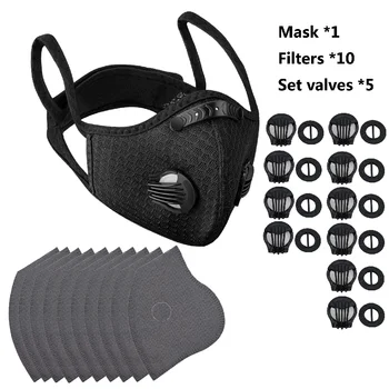 Maschera da ciclismo Sport Lavabile Riutilizzabile con filtro Maschera antipolvere Maschera per uomo Bandana Filtri a carbone attivo