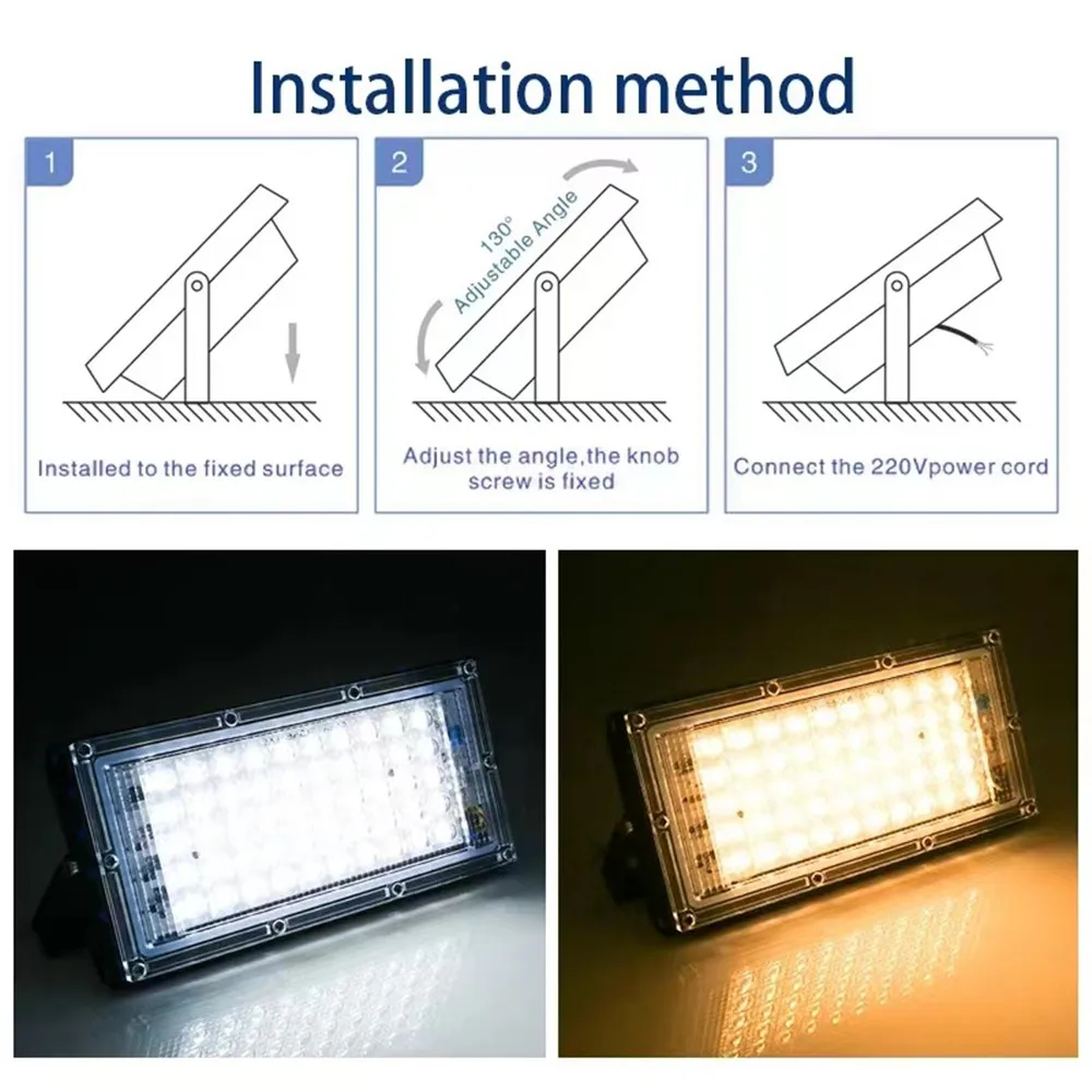 50W 100W LED Floodlight 220V 110V Waterproof Ip65 Lights Ultra Bright Outdoor Flood Light Led Spotlight for Football Field 6