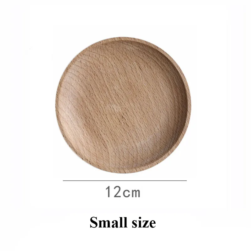 Unfinished Round Beech Wood Serving Platter, Wooden eating plate for Food Fruit, Dinnerware