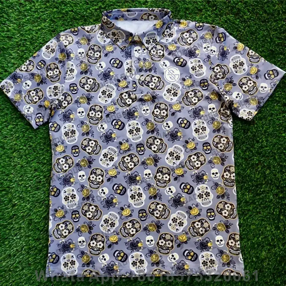 

New Summer Men Golf Polo Shirts Floral Casual Print Fashion Tops Short Sleeve T-shirt Quick Dry Breathable Polos Shirt Clothing