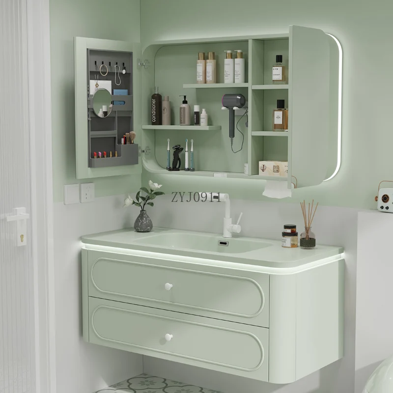 *Pink paint smart bathroom cabinet French cream wind toilet washstand combination