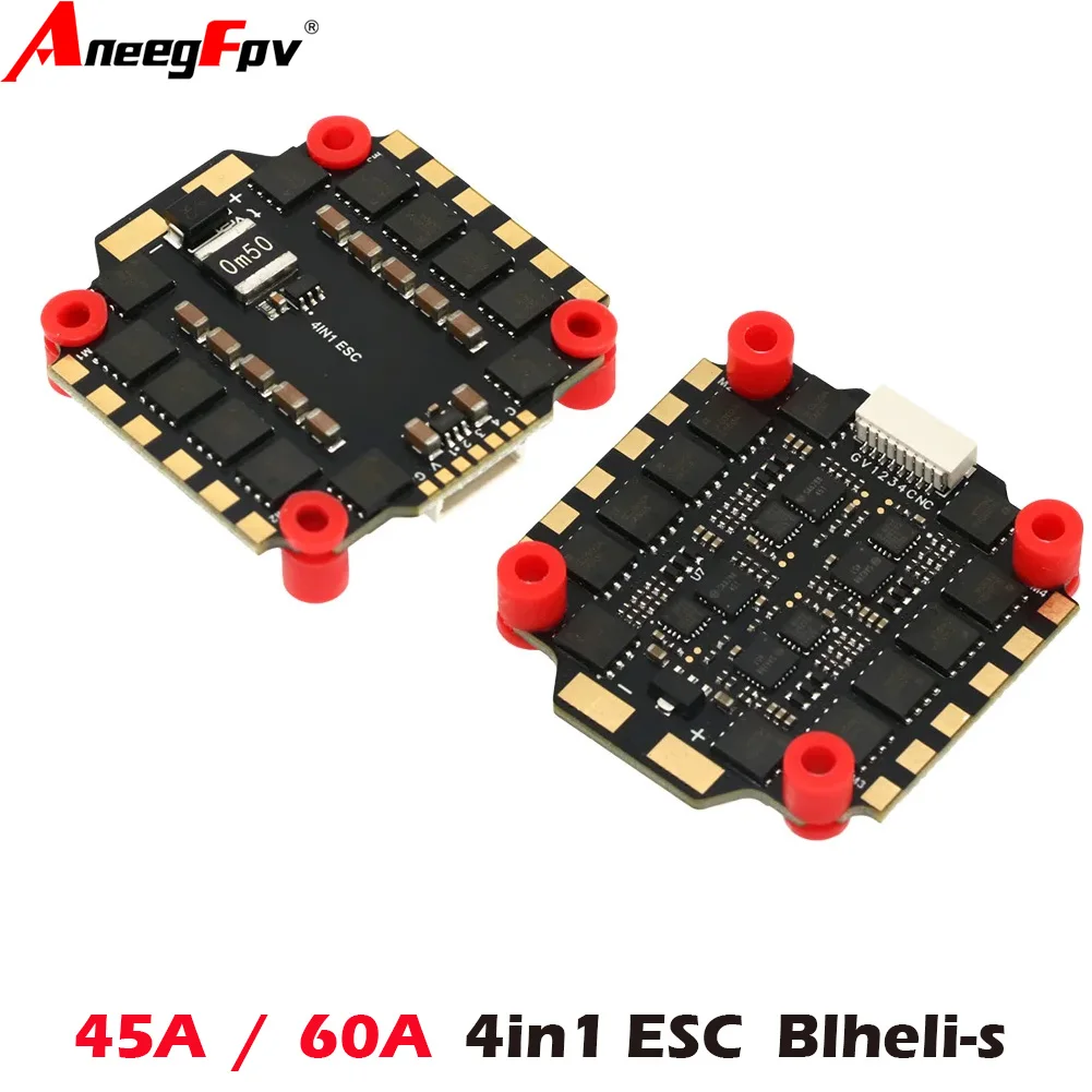 Micro Moteur ESC 45A/60A 4en1 BLHeli_S pour drone FPV, vue d'ensemble du contrôleur performant.