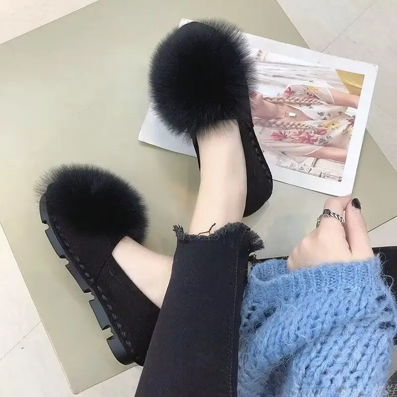 

Женские туфли на плоской подошве, модные зимние хлопковые туфли, Женская плюшевая повседневная обувь, женские мягкие удобные туфли без шнуровки для женщин, 2022