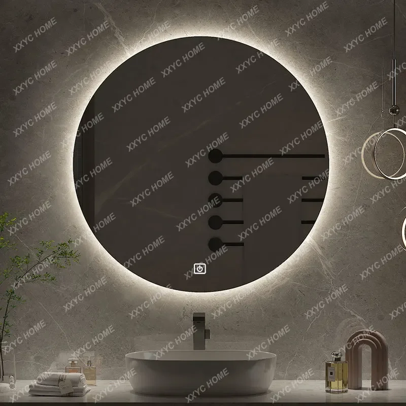 50cm Round Intelligent Human Body Sensing Led Bathroom Mirror With Bluetooth Speaker Hotel Decoration Mirror 3 Color Adjustable