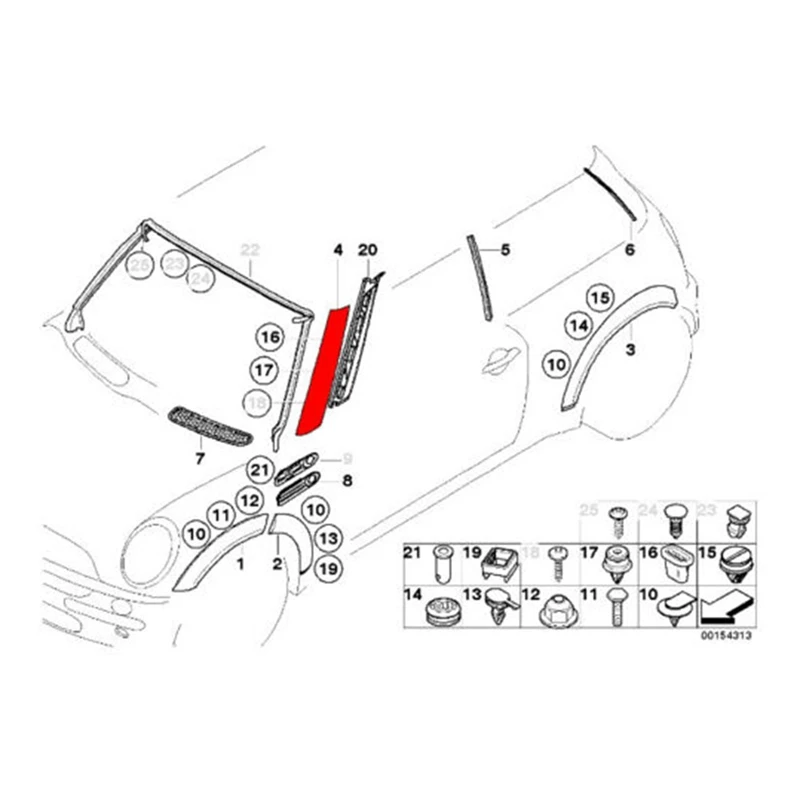 

1 пара, компоненты панели переднего ветрового стекла для BMW Mini Cooper S One R50 R52 R53 2001-2008