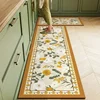 Kitchen Carpet PVC Leather Waterproof Floor Mat Non-slip Oil Proof Foot Mats Long Rug Spring Green Flower Home Decoration Rugs 2