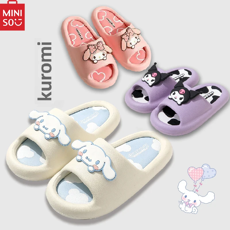 

Cute Sanrio Kuromi Summer Slippers My Melody Cinnamoroll Summer Non-slip Home Bathroom Sandals Parent-child Outdoor Beach Shoes