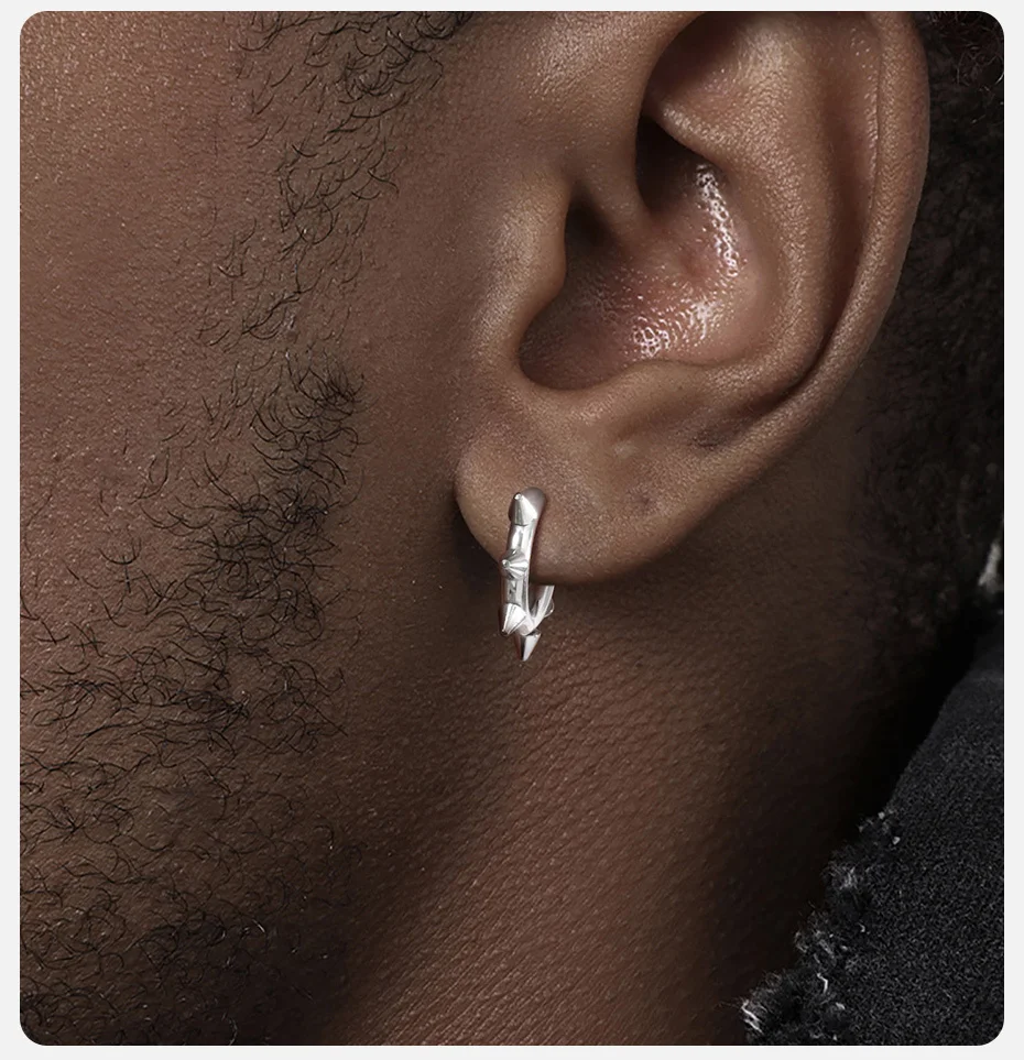 VNOX Edelstahl hypoallergen Spike Kreis Runde Creolen 20,2 x 16 mm Gothic Punk Schmuck Geschenke für Männer Party Festival – Detail 3