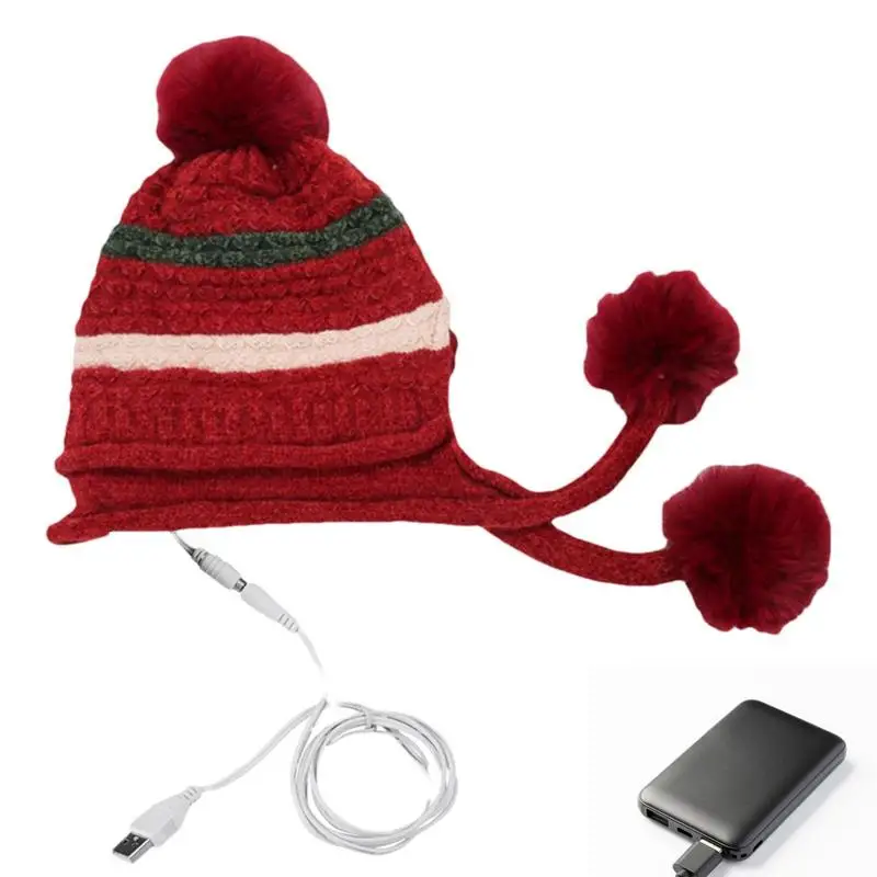 

Knitted Winter Caps Soft Winter Cap Comfortable Electric Heated Hat Multifunctional Rechargeable Winter Heated Cap Attractive
