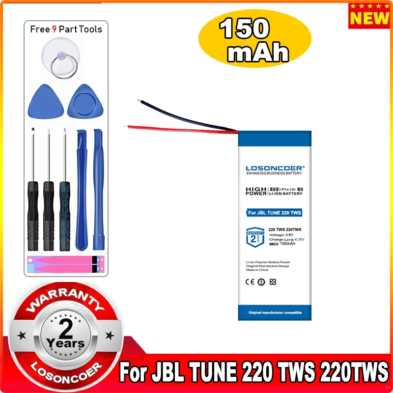 

LOSONCOER 150mAh Battery For JBL TUNE 220 TWS 225 220 220 Bluetooth Wireless Headset