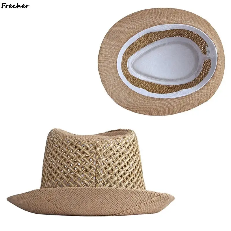 British Men Beach Sun Hats Summer Cowboy Fedora Retro Jazz Hat Breathable Straw Caps Outdoor Panama Man Gentleman Holiday Sunhat sun hat sun protection hat fedora hat