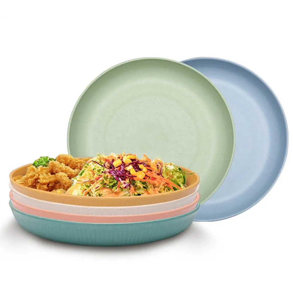 6 Pcs Unbreakable Plates Set Space-saving Colorful Healthy Outdoor Dining Eco-friendly Dinner Plates Home Supply Kitchen Bone