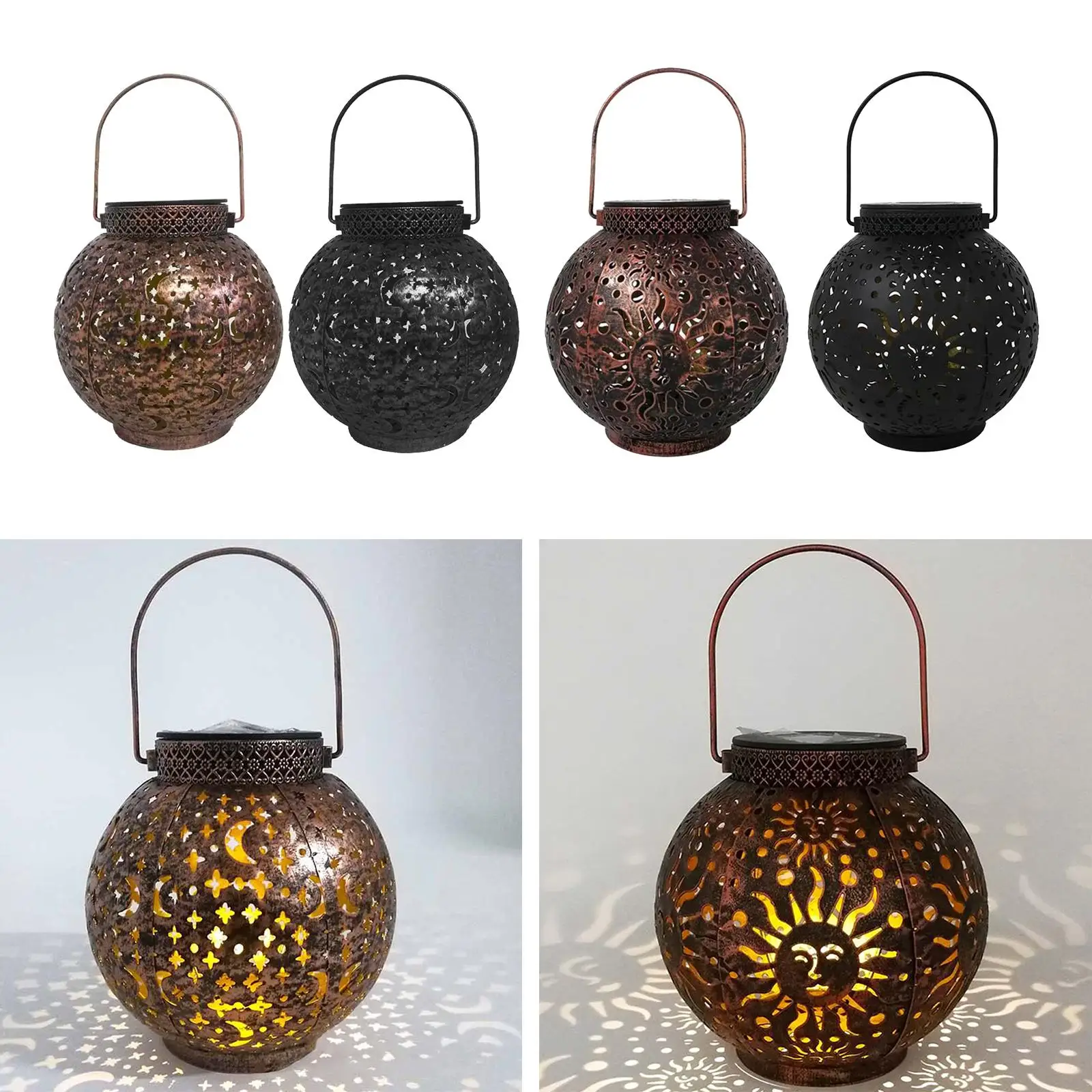 

Garden Hanging Solar Powered Lantern Pattern Hollow Projection Light