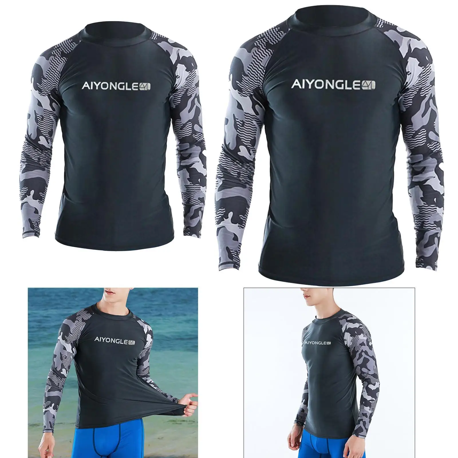 Mens Swim Shirt Swimsuit Quick Dry Surfing Suit for Surf Water Sports Diving