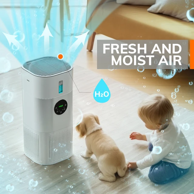 Air Purifier with Humidifier Combo for Home Allergies and Pets Hair, Smokers in Bedroom, H13 True HEPA Filter，2-in-1 6