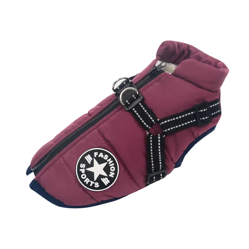 Waterproof Warm Dog Jacket Vest with Harness - Winter Coat