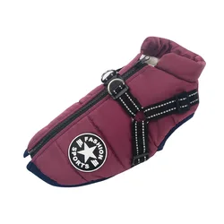Waterproof Warm Dog Jacket Vest with Harness - Winter Coat - XXL (Purple Copy)