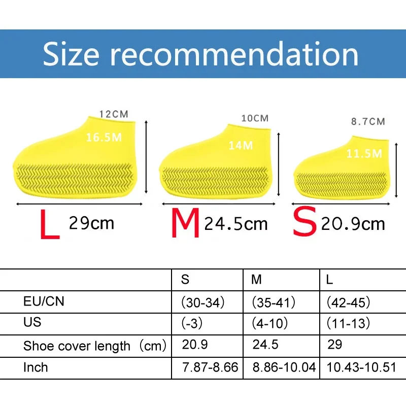 Waterproof Rainproof Shoes Cover Unisex Shoes Protectors Rain Boots for Indoor Outdoor Rainy Days Reusable Adult Kids 2pc/set