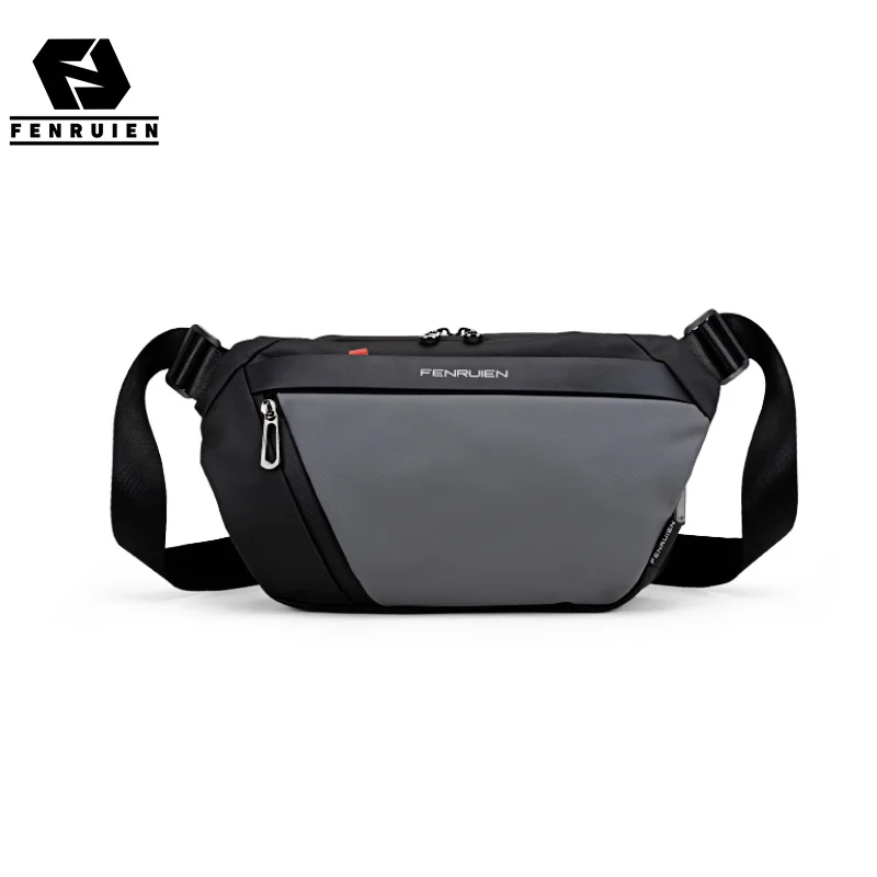 FENRUIENMenFashionLeisureShoulderBagsUSBChargingWaterproof