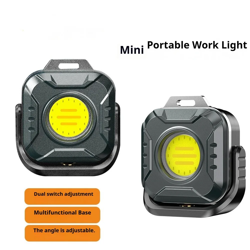 자석 베이스가 있는 COB 키체인 손전등, 야외 비상 수리용 미니 캠핑 랜턴, 하이킹, 휴대용 LED 작업등