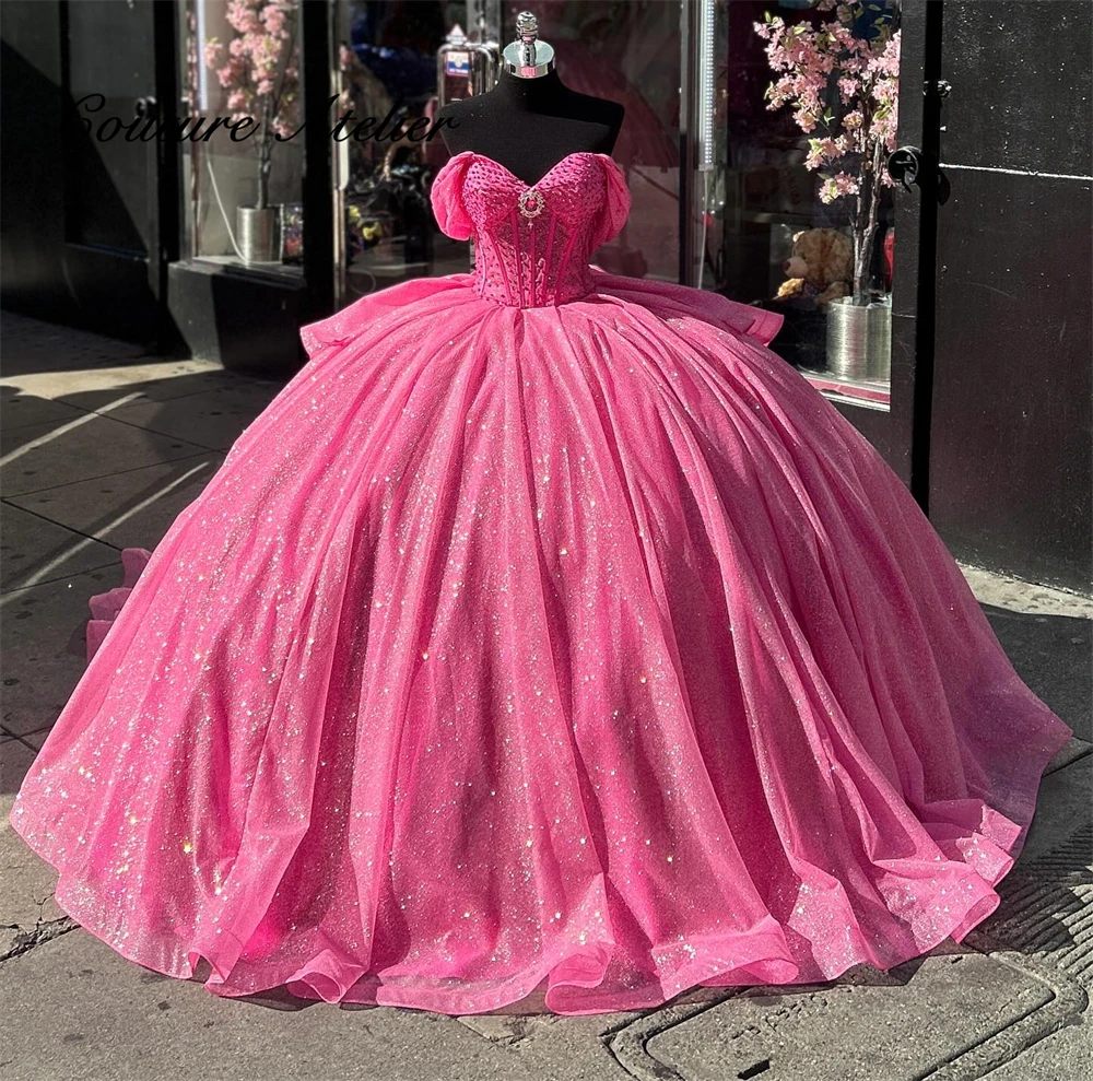 Quinceañeras Vestidos De 15 Rosa Fuerte Rosa Vestidos De 15