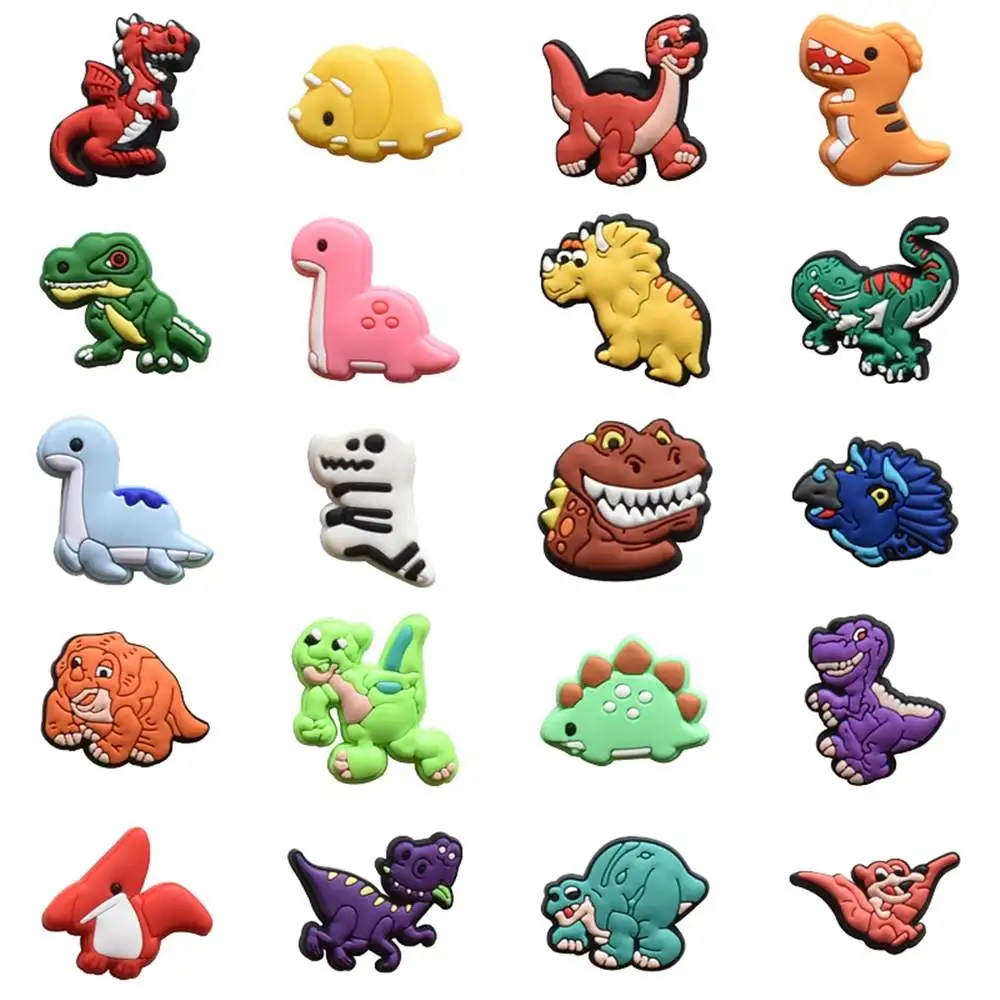 

Hot Sale 1pcs PVC Shoe Charms for Crocs Accessories Dinosaur Badge Women Sandals Buckle Kids Pins Decoration Jeans X-mas Gift