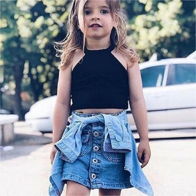 Conjuntos de ropa para niñas de 2 a 7 años, chaleco, Tops + falda, conjuntos  de moda para bebés, trajes de ropa para niños, trajes de 2 piezas -  AliExpress