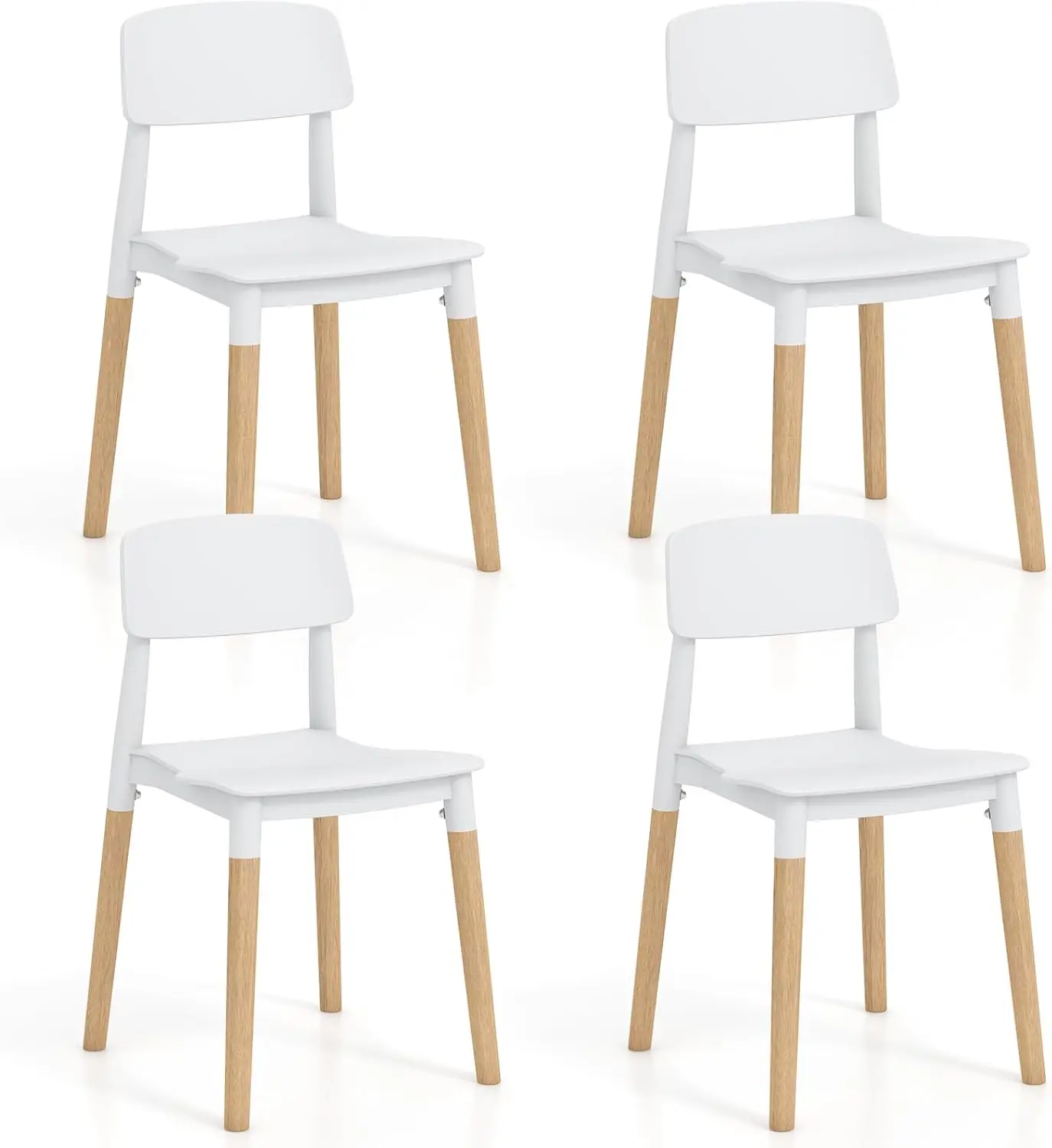 Wooden Dining Chairs Set of 4, Modern Dining Side Chairs Set w/Ergonomic Backrest, Wide Seat & Sturdy Wooden Legs,